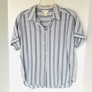 H&M Navy and White Striped 100% Cotton Shirt